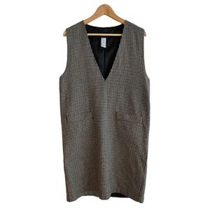 Sag Harbor VTG wool blend pinafore dress midi houndstooth 8